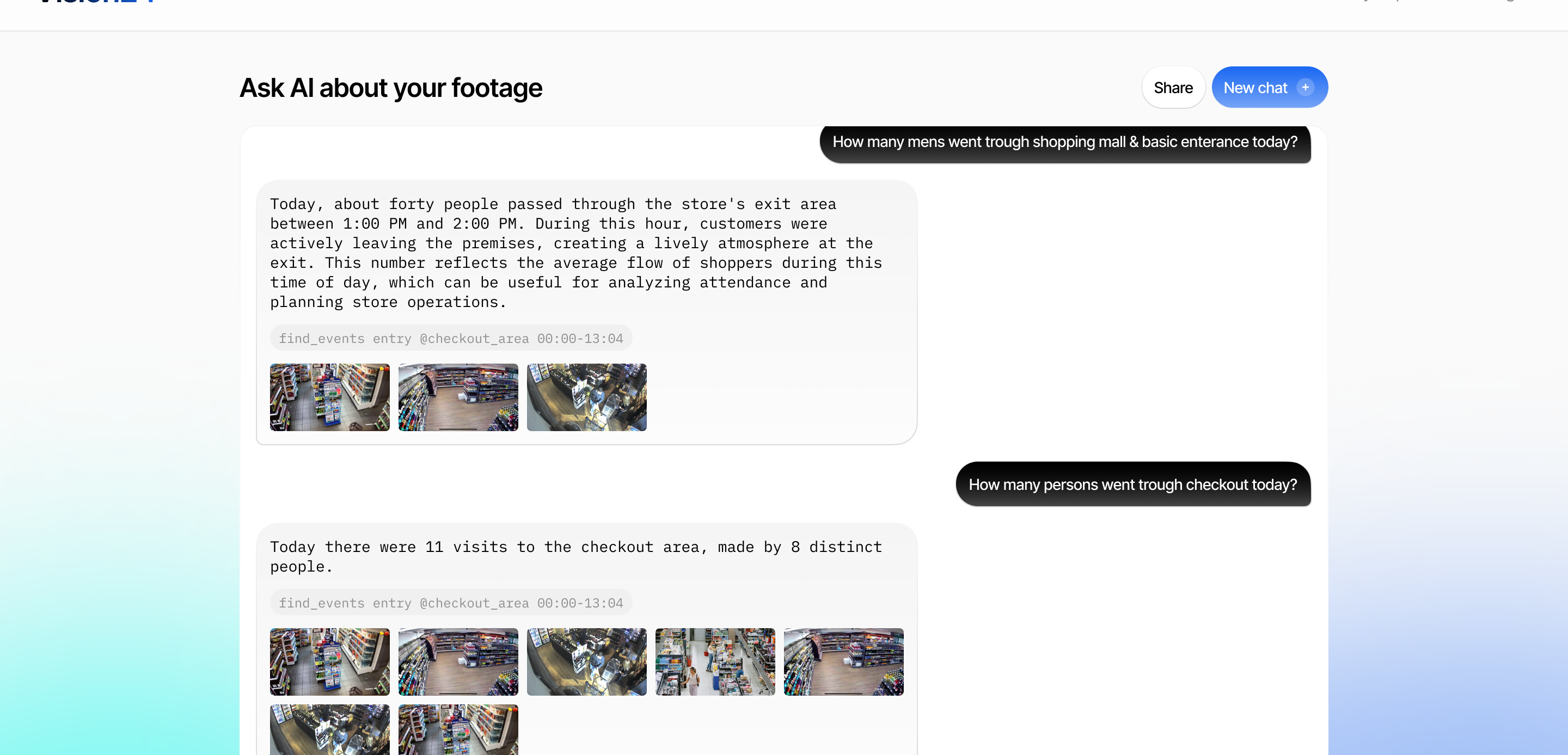 Vision 24 chat: a plain-language question to the archive and an answer with frames